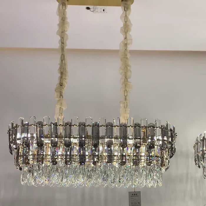Light Luxury Round/Rectangular Crystal Chandelier for Living/Dining Room/Bedroom