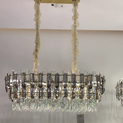 Light Luxury Round/Rectangular Crystal Chandelier for Living/Dining Room/Bedroom