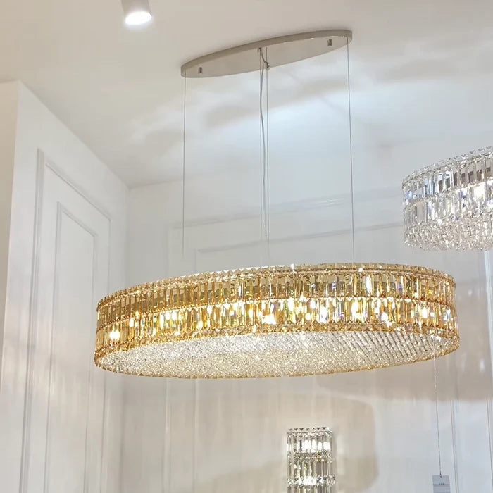 Modern Silver Ceiling Round/Rectangle Crystal Chandelier Set for Living Room/Dining Room/ Bedroom Decorative Light Fixture