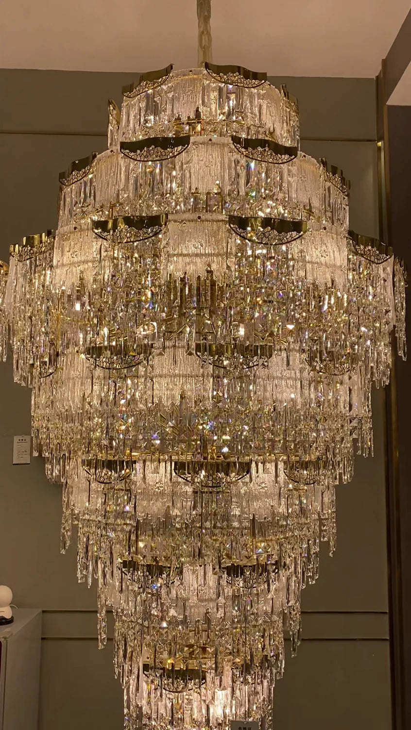 Luxury Extra Large Multi-tier Melting Ice Crystal Chandelier for Staircase/Foyer/Entryway/Hotel