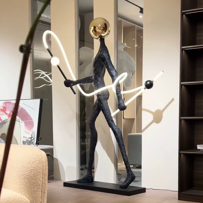 Art Gold Head Sculpture LED Floor Lamp