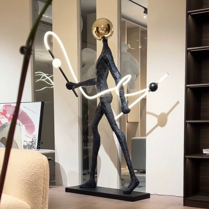 Art Gold Head Sculpture LED Floor Lamp