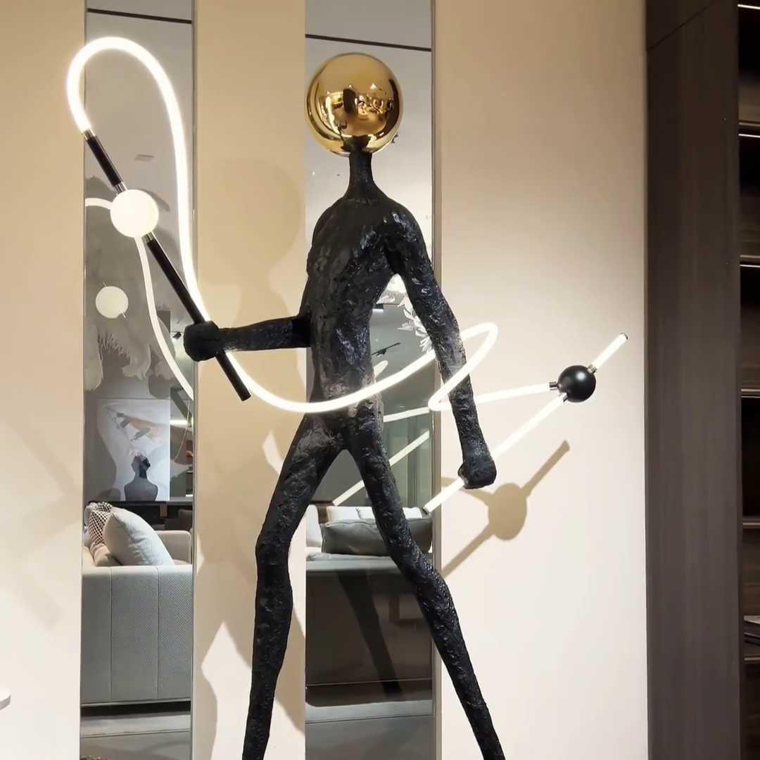 Art Gold Head Sculpture LED Floor Lamp