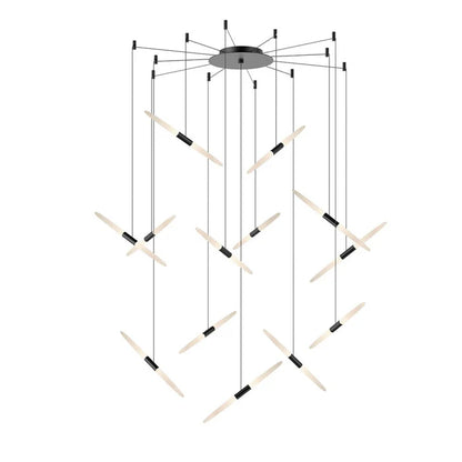 Modern Floating Acrylic Stick Chandelier for High-ceiling