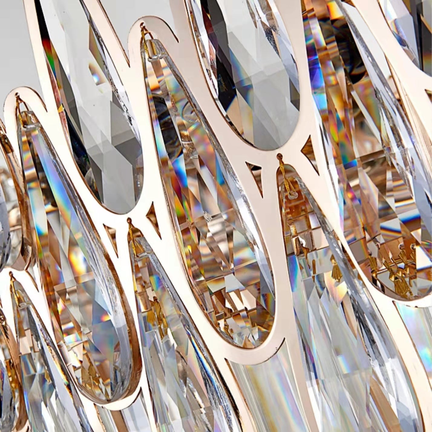 Round Crystal Chandelier Modern Living Room Ceiling Light
