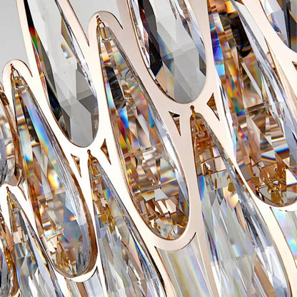 Round Crystal Chandelier Modern Living Room Ceiling Light
