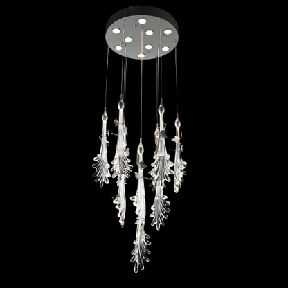 Oversized Flush Mount Clear Glass Water Splash Shape Pendant Chandelier for Bedside/Foyer/Living Room