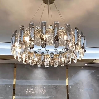 Modern Smoke Gray Crystal Chandelier Sparkling Pendant Light Fixture for Living/ Dining Room/ Bedroom/ Home Office