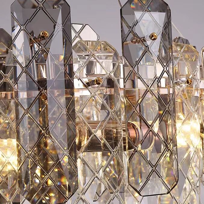 Modern Smoke Gray Crystal Chandelier Sparkling Pendant Light Fixture for Living/ Dining Room/ Bedroom/ Home Office