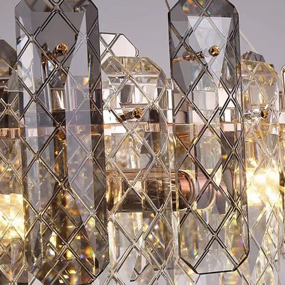 Modern Smoke Gray Crystal Chandelier Sparkling Pendant Light Fixture for Living/ Dining Room/ Bedroom/ Home Office