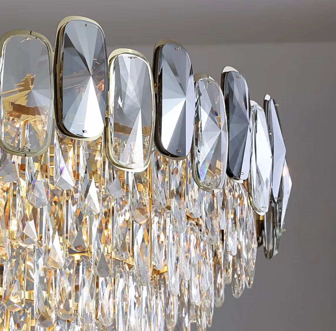 Round / Rectangle Crystal Pendant Chandelier Ceiling Fixtures Light For Living Room/Dining Room/Entryway