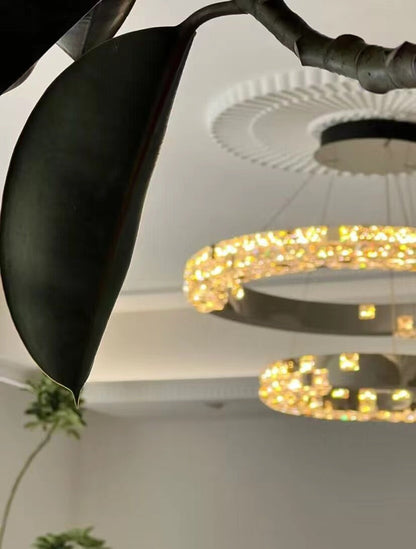 Two-layer Ring Light Luxury Ceiling Crystal Chandelier For Living Room/Dining Room