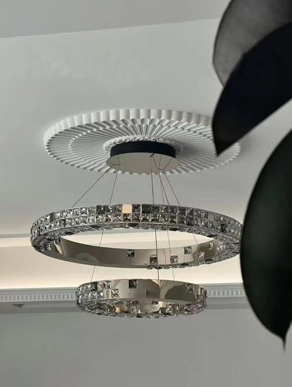 Two-layer Ring Light Luxury Ceiling Crystal Chandelier For Living Room/Dining Room