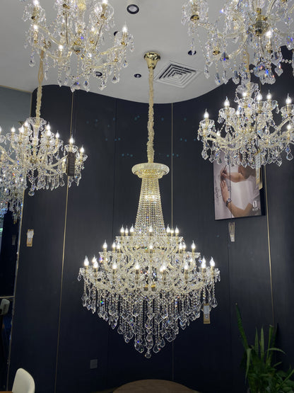 Extra Large Traditional Retro Empire Candle Crystal Pendant Chandelier for Living Room/Foyers/Entry