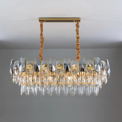 Round / Rectangle Crystal Pendant Chandelier Ceiling Fixtures Light For Living Room/Dining Room/Entryway