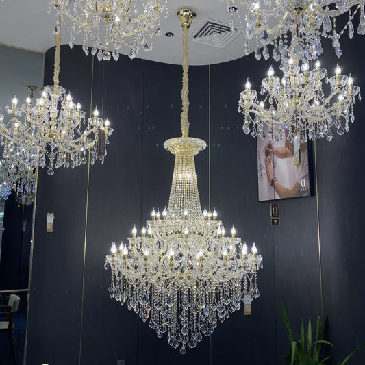 Extra Large Traditional Retro Empire Candle Crystal Pendant Chandelier for Living Room/Foyers/Entry