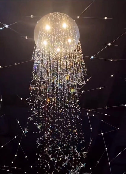 Northern European Style K9 Crystal Butterfly Chandelier for High-ceiling