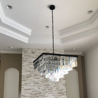 Extra Large 5 Tiers Square Crystal Pendant Chandelier for Living Room/Dining Room/Foyer