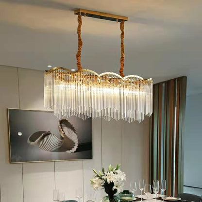 Elegant Lighting Chandelier Cheap Linear Crystal Glass Lamp for Living/ Dining Room