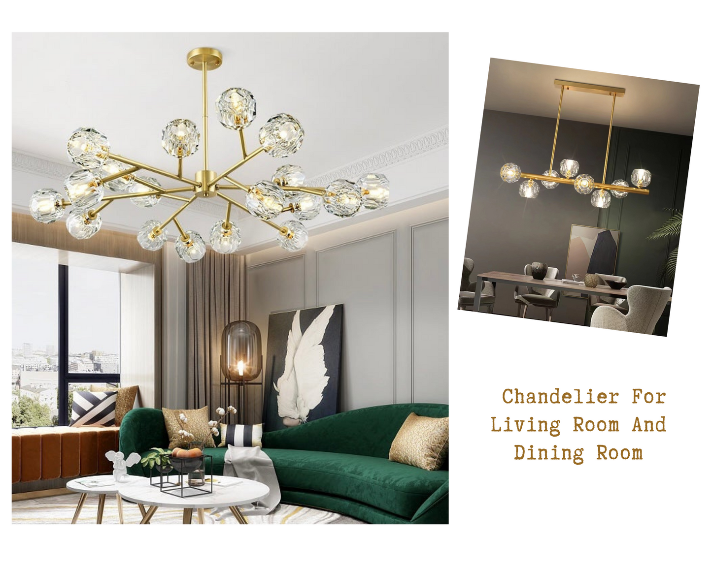 Lustre Spoutnik en laiton avec cristaux K9, luminaire de plafond moderne