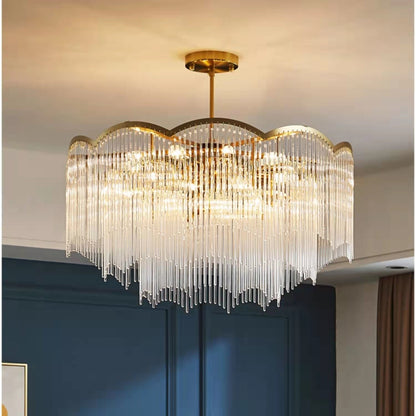 Elegant Lighting Chandelier Cheap Linear Crystal Glass Lamp for Living/ Dining Room