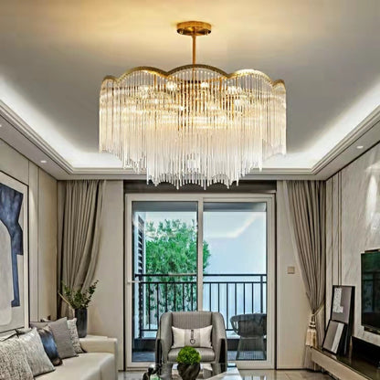Elegant Lighting Chandelier Cheap Linear Crystal Glass Lamp for Living/ Dining Room