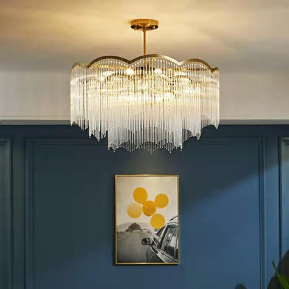 Elegant Lighting Chandelier Cheap Linear Crystal Glass Lamp for Living/ Dining Room