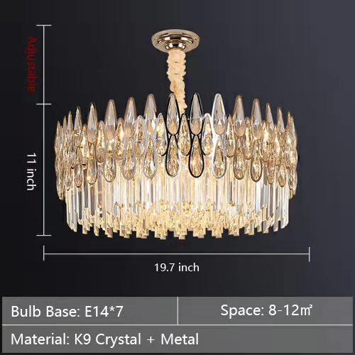 Round Crystal Chandelier Modern Living Room Ceiling Light