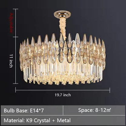Round Crystal Chandelier Modern Living Room Ceiling Light