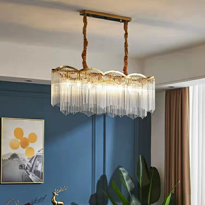 Elegant Lighting Chandelier Cheap Linear Crystal Glass Lamp for Living/ Dining Room