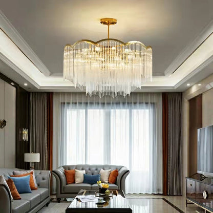 Elegant Lighting Chandelier Cheap Linear Crystal Glass Lamp for Living/ Dining Room