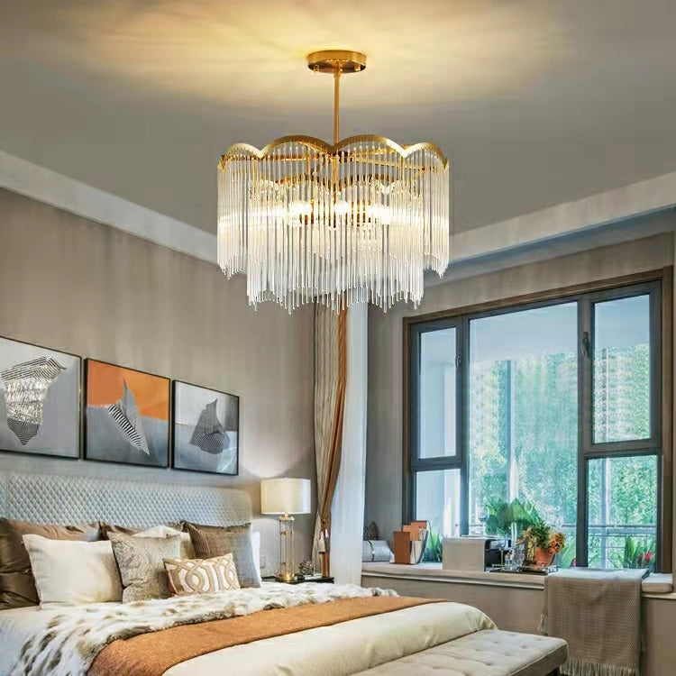 Elegant Lighting Chandelier Cheap Linear Crystal Glass Lamp for Living/ Dining Room