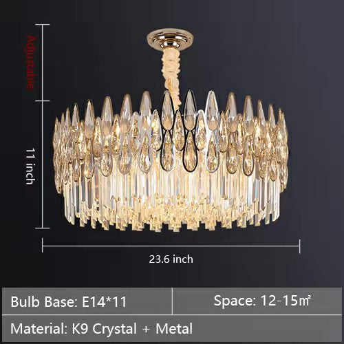 Round Crystal Chandelier Modern Living Room Ceiling Light