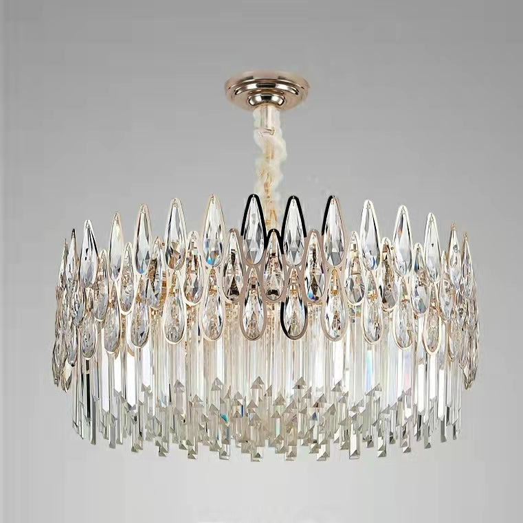 Round Crystal Chandelier Modern Living Room Ceiling Light