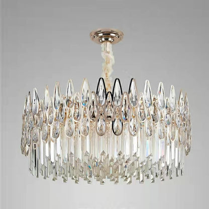 Round Crystal Chandelier Modern Living Room Ceiling Light