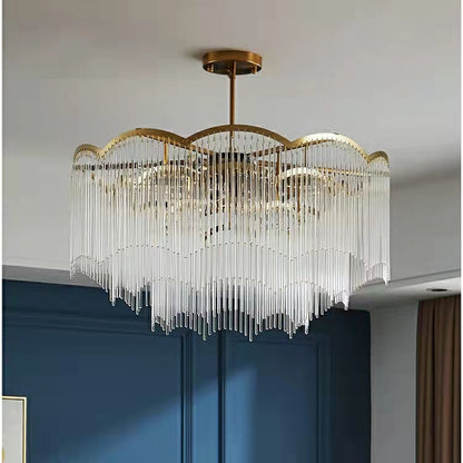 Elegant Lighting Chandelier Cheap Linear Crystal Glass Lamp for Living/ Dining Room
