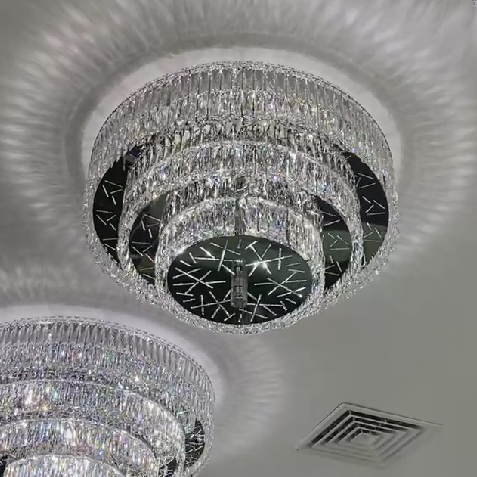 Oversized Modern Flush Mount Round Multi-tiered Ceiling Light