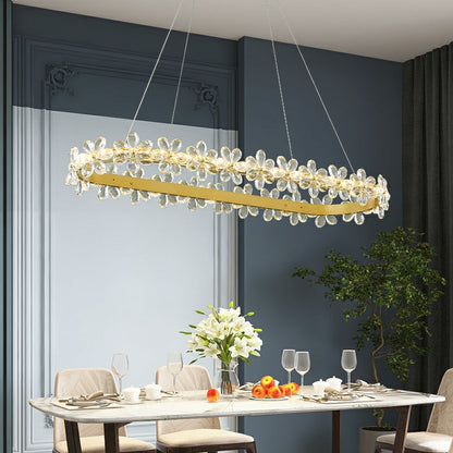 New Style Flower Crystal Chandelier For Living Room Cheap Petal Ring Pendant Lighting Fixture for Girls Bedroom