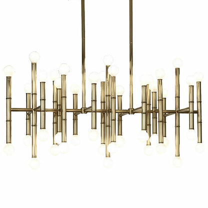 Post Modern Bamboo Style Linear Chandelier For Living Room God Iron Design Dining Table Ceiling Light