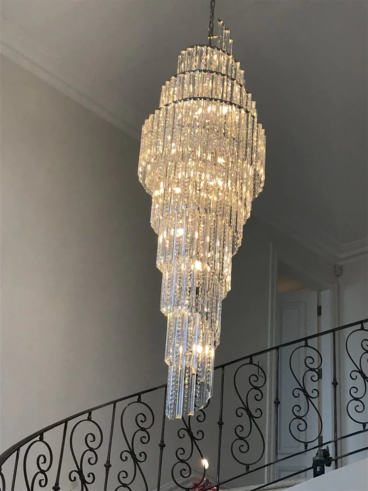 Modern Luxury Cascade Spiral Crystal Chandelier for Foyer/Lobby/Hallway