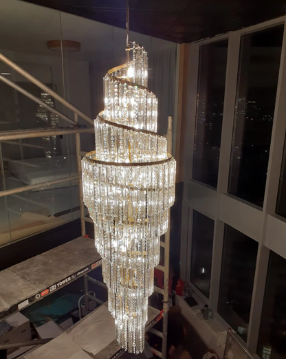 Modern Luxury Cascade Spiral Crystal Chandelier for Foyer/Lobby/Hallway