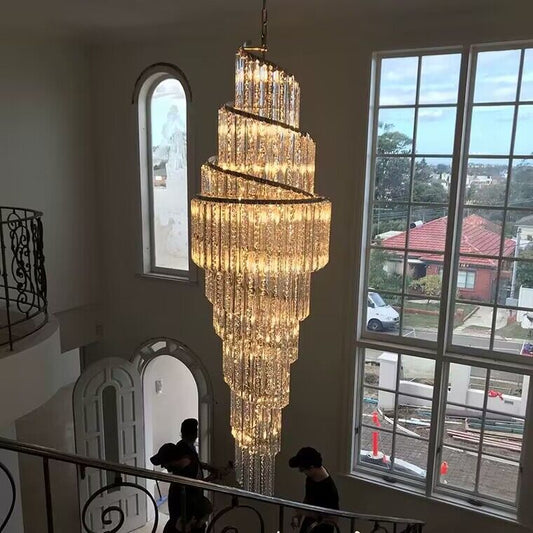 Modern Luxury Cascade Spiral Crystal Chandelier for Foyer/Lobby/Hallway