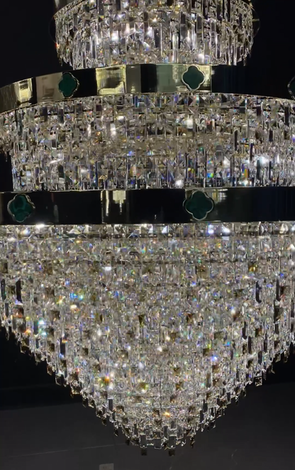 Extra Large New 3-layers Conical Creative Crystal Chandelier For High-ceiling Foyer/Hallway/Entryway