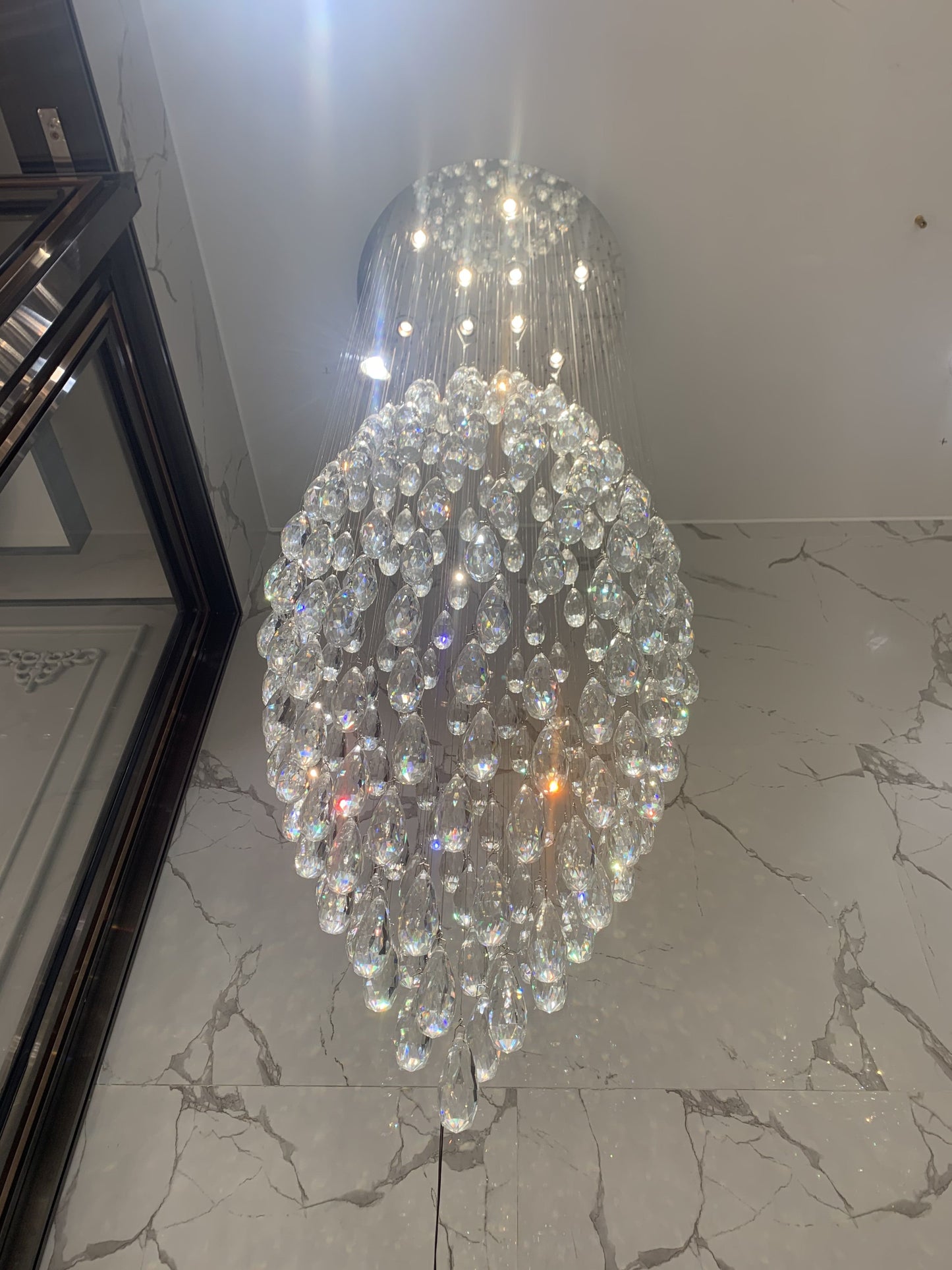 Oversized Modern Luxury Oval Ceiling Chandelier Raindrop Crystal Pendant for Living Room/Foyer/Stairs
