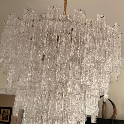 Extra Large Multi-tier Grainy Crystal Sheets Pendant Chandelier for Living Room/Foyer/Entrys