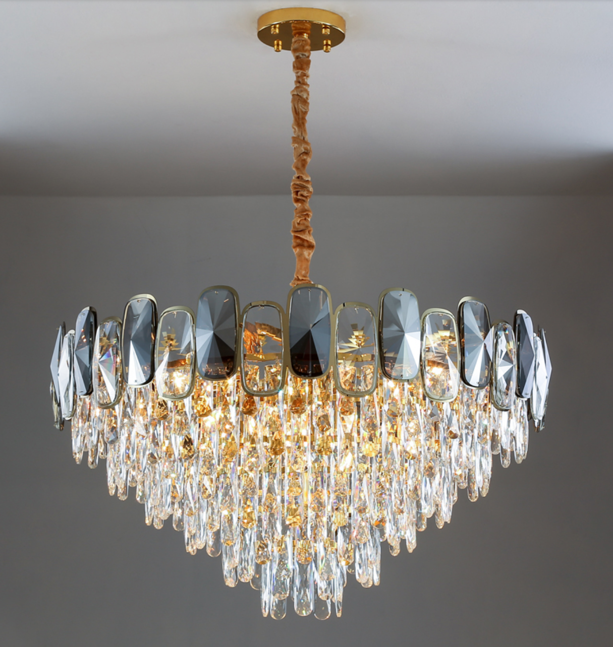 Round / Rectangle Crystal Pendant Chandelier Ceiling Fixtures Light For Living Room/Dining Room/Entryway