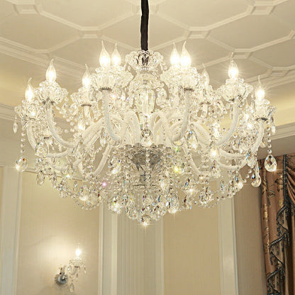 Rustic Antique European Candle Crystal Chandelier Popular Farmhouse Ceiling Light Fixture For Living Room