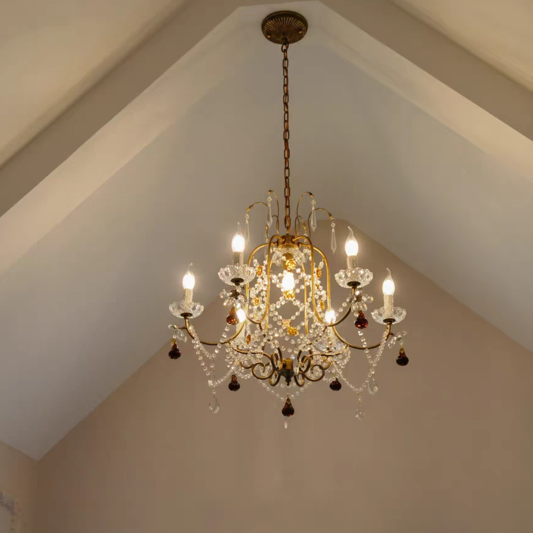 Sophisticated Vintage Candle Pendant Crystal Chandelier for Cafe/Restaurant/Staircases