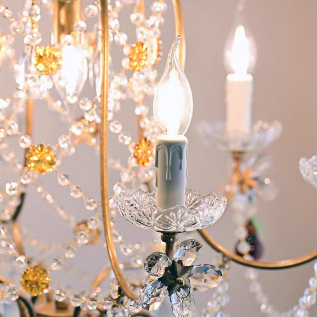 Sophisticated Vintage Candle Pendant Crystal Chandelier for Cafe/Restaurant/Staircases