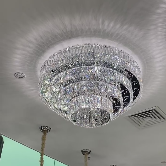 Oversized Modern Flush Mount Round Multi-tiered Ceiling Light